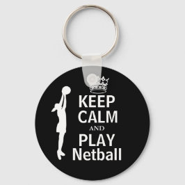 Houd Calm en Speel Netball Thema Sleutelhanger