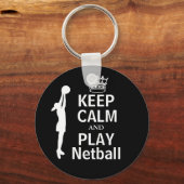 Houd Calm en Speel Netball Thema Sleutelhanger (Voorkant)