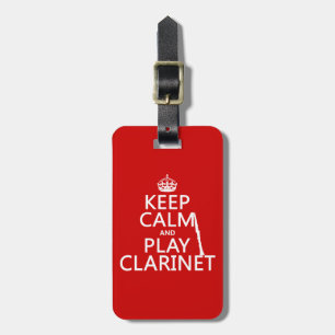 Houd Calm en Spel Clarinet (om het even welke acht Bagagelabel