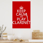 Houd Calm en Spel Clarinet (om het even welke acht Poster (Keuken)