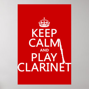 Houd Calm en Spel Clarinet (om het even welke acht Poster