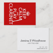 Houd Calm en Spel Clarinet (om het even welke acht Visitekaartje (Voorkant / Achterkant)