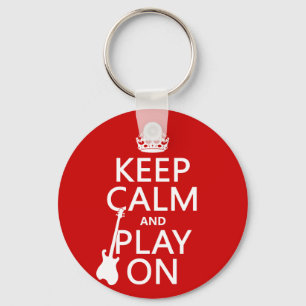 Houd Calm en Spel op (gitaar) (om het even welke k Sleutelhanger