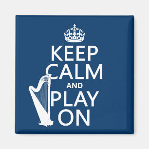 Houd Calm en Spel op (harp) (om het even welke kle Magneet
