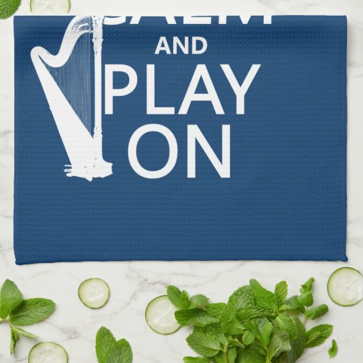 Houd Calm en Spel op (harp) (om het even welke kle Theedoek (Gevouwen)