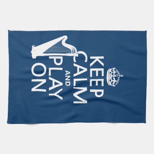 Houd Calm en Spel op (harp) (om het even welke kle Theedoek (Horizontaal)