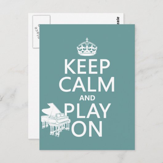 Houd Calm en Spel op (Piano) (om het even welke ac Briefkaart (Voorkant / Achterkant)