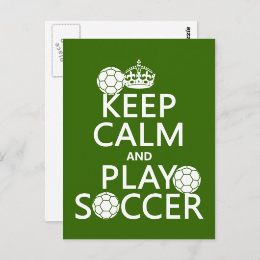 Houd Calm en Spel Voetbal (om het even welke kleur Briefkaart (Voorkant / Achterkant)