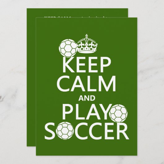 Houd Calm en Spel Voetbal (om het even welke kleur Kaart (Voorkant / Achterkant)