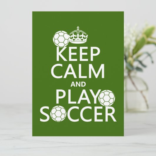 Houd Calm en Spel Voetbal (om het even welke kleur Kaart (Staand voorkant)