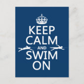 Houd Calm en Swim aan (in om het even welke kleur) Briefkaart (Voorkant)