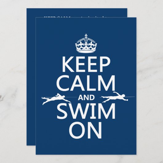 Houd Calm en Swim aan (in om het even welke kleur) Kaart (Voorkant / Achterkant)