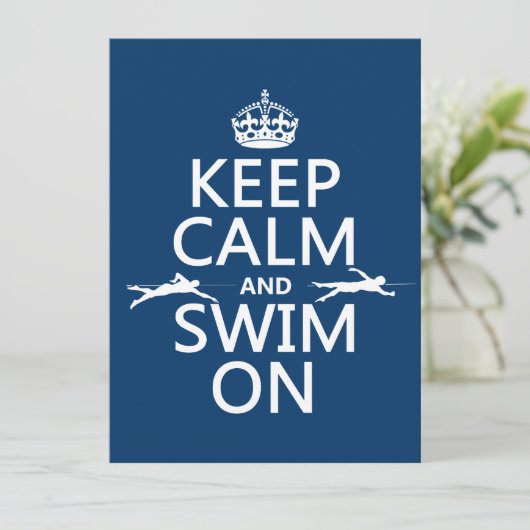 Houd Calm en Swim aan (in om het even welke kleur) Kaart (Staand voorkant)