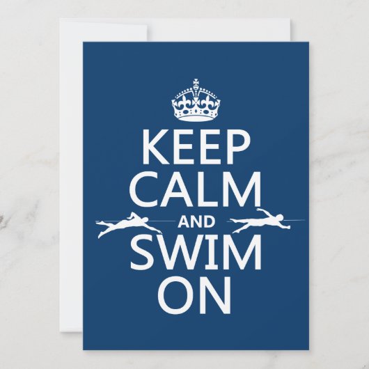 Houd Calm en Swim aan (in om het even welke kleur) Kaart (Voorkant)