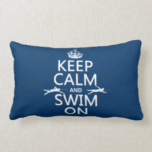Houd Calm en Swim aan (in om het even welke kleur) Kussen