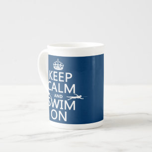 Houd Calm en Swim aan (in om het even welke kleur) Porselein Kop