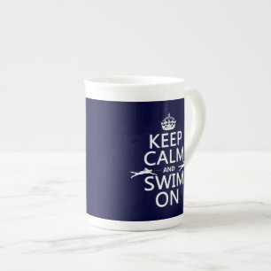 Houd Calm en Swim aan (in om het even welke kleur) Porselein Kop