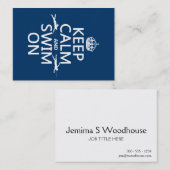 Houd Calm en Swim aan (in om het even welke kleur) Visitekaartje (Voorkant / Achterkant)