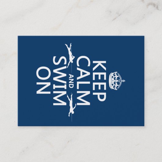 Houd Calm en Swim aan (in om het even welke kleur) Visitekaartje (Voorkant)