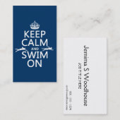 Houd Calm en Swim aan (in om het even welke kleur) Visitekaartje (Voorkant / Achterkant)