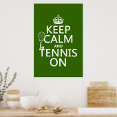 Houd Calm en Tennis aan (om het even welke achterg Poster (Keuken)