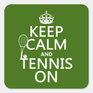 Houd Calm en Tennis aan (om het even welke achterg Vierkante Sticker
