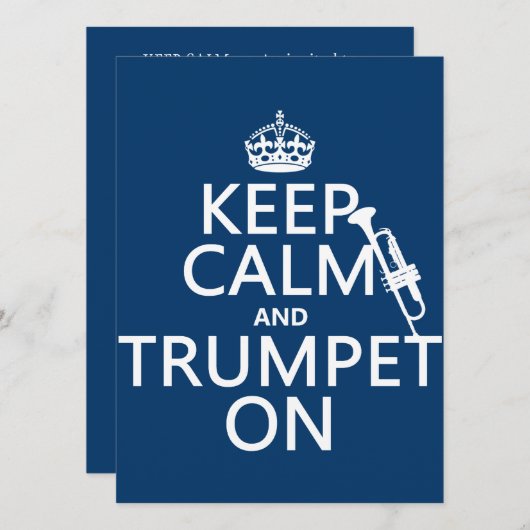 Houd Calm en Trumpet aan (om het even welke achter Kaart (Voorkant / Achterkant)