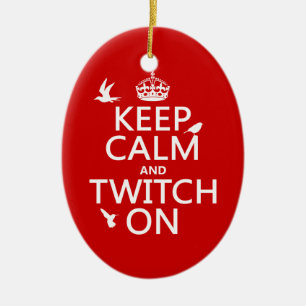 Houd Calm en Twitch aan (om het even welke achterg Keramisch Ornament