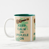 Houd Calm en Ukulele op Fun Originele Druk Tweekleurige Koffiemok (Links)