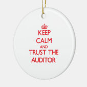 Houd Calm en vertrouw op de Auditor Keramisch Ornament (Links)