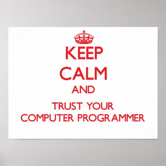 Houd Calm en vertrouw op uw computerprogrammeur Poster (Voorkant)