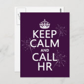 Houd Calm en Vraag u (om het even welke kleur) Briefkaart (Voorkant / Achterkant)