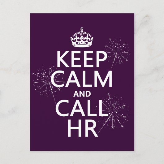 Houd Calm en Vraag u (om het even welke kleur) Briefkaart (Voorkant)