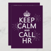 Houd Calm en Vraag u (om het even welke kleur) Kaart (Voorkant / Achterkant)