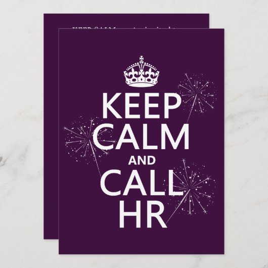 Houd Calm en Vraag u (om het even welke kleur) Kaart (Voorkant / Achterkant)