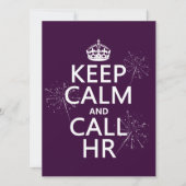 Houd Calm en Vraag u (om het even welke kleur) Kaart (Voorkant)