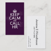 Houd Calm en Vraag u (om het even welke kleur) Visitekaartje (Voorkant / Achterkant)
