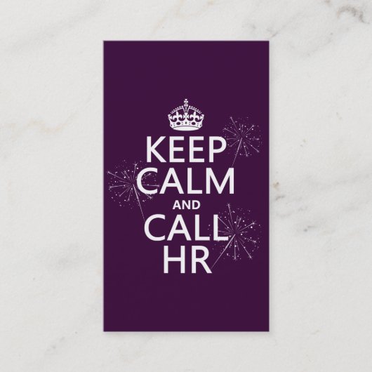 Houd Calm en Vraag u (om het even welke kleur) Visitekaartje (Voorkant)