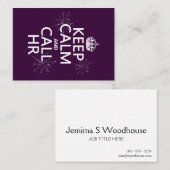 Houd Calm en Vraag u (om het even welke kleur) Visitekaartje (Voorkant / Achterkant)