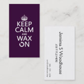 Houd Calm en Wax aan (om het even welke achtergron Visitekaartje (Voorkant / Achterkant)