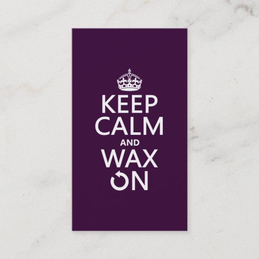 Houd Calm en Wax aan (om het even welke achtergron Visitekaartje (Voorkant)