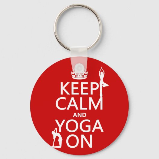 Houd Calm en Yoga aan (pas kleuren aan) Sleutelhanger (Voorkant)