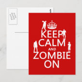 Houd Calm en Zombie aan (in om het even welke kleu Briefkaart (Voorkant / Achterkant)