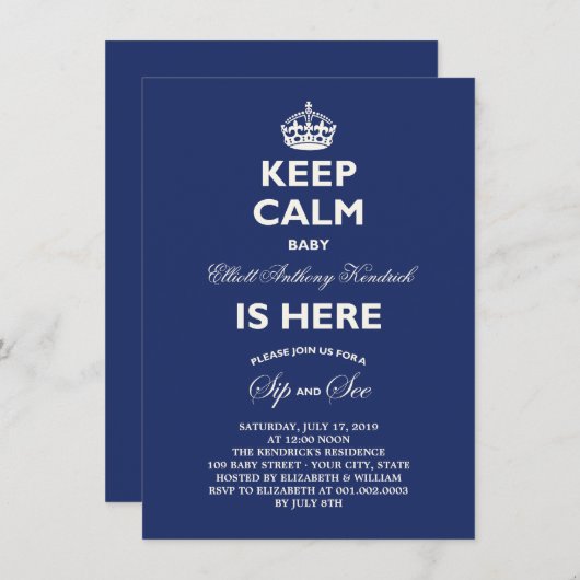 Houd Calm Funny Sip & zie de aankondiging van de g (Voorkant / Achterkant)