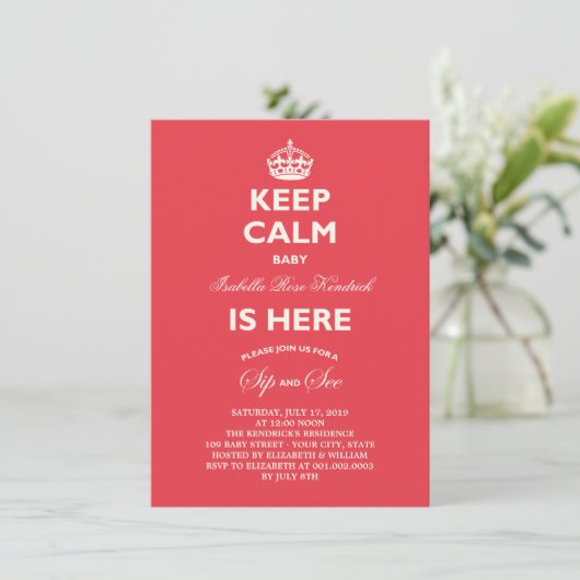 Houd Calm Funny Sip & zie de aankondiging van de g (Staand voorkant)