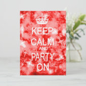 Houd Calm Glitz dunne rode feestelijke uitnodiging (Staand voorkant)