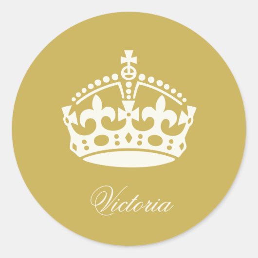 Houd Calm Gold Crown Logo Chic Party Favor Sticker (Voorkant)