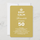Houd Calm Gold Grappige Milestone 50e Verjaardagsf Kaart (Voorkant)