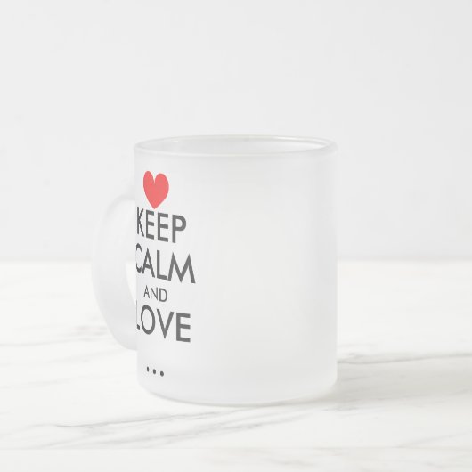  Houd Calm love glass mok met hart (Voorkant links)