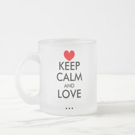  Houd Calm love glass mok met hart (Links)